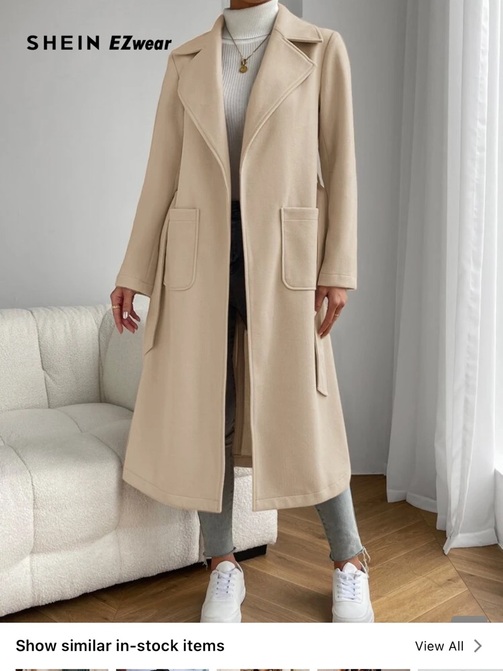 SHEIN Classic Beige Trench Coat